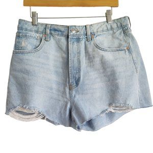 Wild Fable Highest Rise Distressed Cut Off Hem Light Wash Cotton Denim Shorts 12